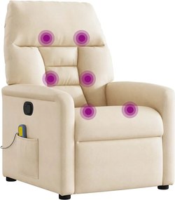 vidaXL Πολυθρόνα Μασάζ Ανακλινόμενη Μπεζ από Ύφασμα Μικροϊνών