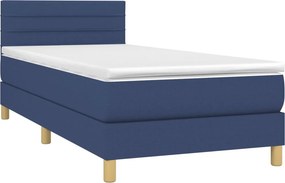 vidaXL Κρεβάτι Boxspring με Στρώμα Μπλε 90x190 εκ.Υφασμάτινο