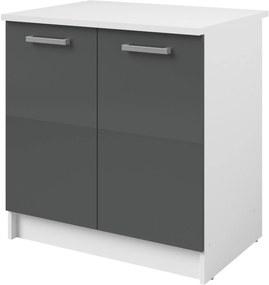 Επιδαπέδιο ντουλάπι Jeden 80 2D-Γκρι Γυαλιστερό - Λευκό