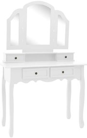 vidaXL Μπουντουάρ με Σκαμπό Λευκό 100 x 40 x 146 εκ. Ξύλο Παυλώνιας