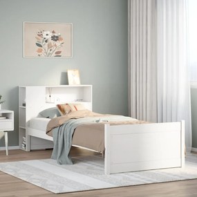 vidaXL Κρεβάτι Βιβλιοθήκη Χωρίς Στρώμα Λευκό 75x190 εκ Μασίφ Πεύκο