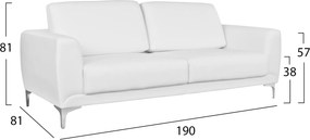 ΚΑΝΑΠΕΣ 3ΘΕΣΙΟΣ KENZIE HM3121.32 ΜΕ ΛΕΥΚΟ PU 190x81x81 εκ.