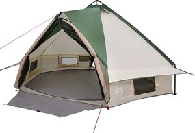vidaXL Τέντα Τιπί 6 Ατόμων Πράσινο και Λευκό 431 x 366 x 185 εκ.
