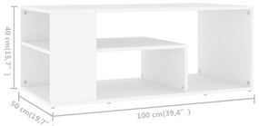 Τραπεζάκι Σαλονιού Λευκό 100 x 50 x 40 εκ. από Μοριοσανίδα - Λευκό
