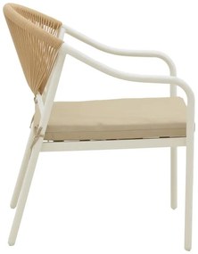 Καρέκλα - Πολυθρόνα Jerqui wicker rattan φυσικό-μεταλλικό εκρού πόδι-μπεζ μαξιλάρι 60x64x78 εκ. 60x64x78 εκ.