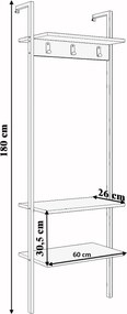Έπιπλο Εισόδου Μαύρο GRUCROR 60x26x180