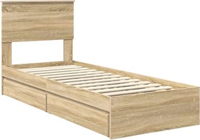 vidaXL Κρεβάτι Αποθήκης Δρύς Sonoma 75 x 190 cm Επεξεργασμένο ξύλο