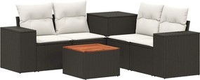 vidaXL Σετ Καναπέ 6 τμχ. Μαύρο και Κρεμ Λευκό 55 x 55 x 37 εκ