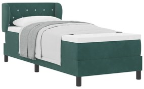 vidaXL Κρεβάτι Box Spring με Στρώμα Σκούρο Πράσινο 80x200 εκ Βελούδινο