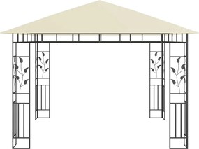 vidaXL Κιόσκι με Σήτα και Φωτάκια LED Κρεμ 3 x 3 x 2,73 μ.