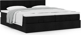 vidaXL Οθωμανικό κρεβάτι με στρώματα Μαύρο 160x200cm Ύφασμα