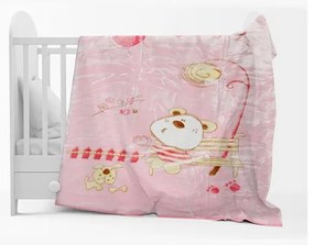 Κουβέρτα Βελουτέ Κούνιας 1000 Pink 110x140