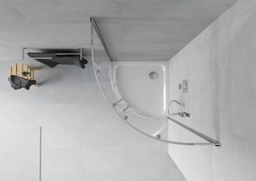 Mexen Rio καμπίνα ντους ημικυκλική 90 x 90 cm, διαφανή, χρώμιο + λεκάνη Flat,