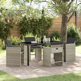 vidaXL Σέτ φαγητού για κήπο 5 pcs Ανοιχτό γκρι συνθετικό ρατάν