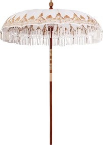 vidaXL Μπαλινέζικη ομπρέλα με βάση Κρεμ Ø 180-190 cm