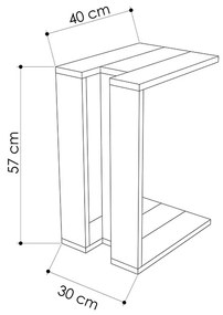 Βοηθητικό τραπέζι Muju pakoworld σε 3 χρώματα ανθρακί-μόκα-antique λευκό 40x30x57εκ (1 τεμάχια)