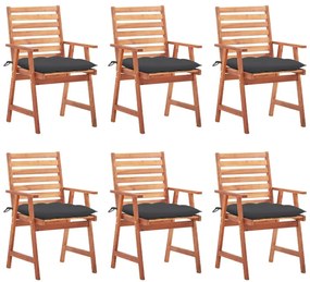 Καρέκλες Τραπεζαρίας Εξ. Χώρου 6 τεμ. Ξύλο Ακακίας με Μαξιλάρια - Ανθρακί