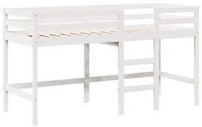 vidaXL Υπερυψ. Κρεβάτι Λευκό 90x190 εκ. Μασίφ Πεύκο με Σκάλα / Οροφή