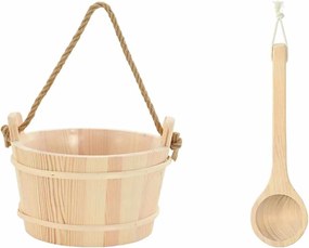 vidaXL Κουβάς Σάουνας 2 pcs Καφέ Μασίφ Ξύλο Πεύκου και Κάνναβη