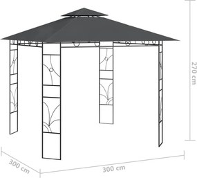 vidaXL Κιόσκι Ανθρακί 3 x 3 x 2,7 μ. 160 γρ./μ²