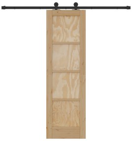 vidaXL Συρόμενη Πόρτα με Σετ Εξαρτημάτων 61x198.5 εκ Μασίφ Ξύλο Πεύκου