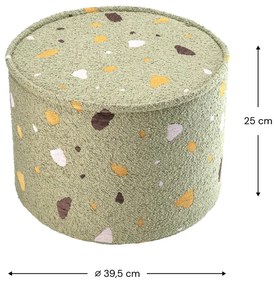Terrazzo Πουφ Σκαμπο Υφασμα Μπουκλε / Σενιλ Ανοιχτό Πράσινο