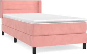 vidaXL Κρεβάτι Boxspring με Στρώμα Ροζ 100x200 εκ. Βελούδινο