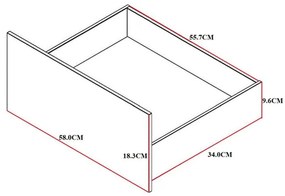 Συρταριέρα Kuanger μελαμίνη σε λευκή-φυσική απόχρωση 120x40x70εκ 120x40x70 εκ.