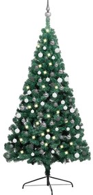 vidaXL Χριστουγεννιάτικο Δέντρο Τεχν. Μισό LED & Μπάλες Πράσινο 120 εκ