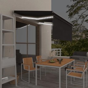 vidaXL Ηλεκτρική τέντα με LED και αισθητήρα 3 x 2,5 m Ανθρακί