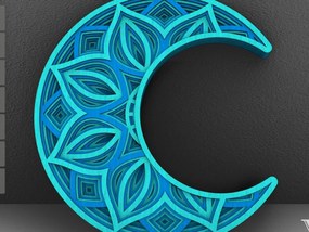 Σετ των 2 Intra απο ξύλο plywood 3mm-4mm πάχος 3D Moon Mandala , Paper Cut Moon 3D Δίασταση 234x234 cm INTRAFABR-29234074