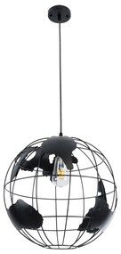 GloboStar® EARTH 01663 Vintage Industrial Κρεμαστό Φωτιστικό Οροφής Μονόφωτο 1 x E27 AC220-240V IP20 - Φ40 x Υ40cm - Μαύρο Μεταλλικό Πλέγμα - 5 Χρόνια Εγγύηση