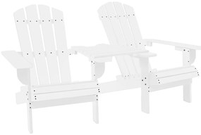 vidaXL Καρέκλες Κήπου Adirondack με Τραπέζι Λευκές Μασίφ Ξύλο Ελάτης