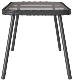 vidaXL Μαύρο Τραπέζι Καφέ 90x45x42 εκ. Πολυ Ράττεν
