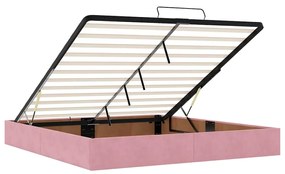 Οθωμανικό κρεβάτι με στρώμα &amp; LEDs Ροζ 160x200cm Βελούδο 3312637
