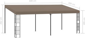 vidaXL Κιόσκι Επιτοίχιο Taupe 6 x 3 μ. Υφασμάτινο