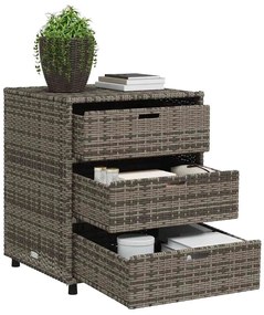 vidaXL Ντουλάπι Αποθήκευσης Κήπου Γκρι 55x59x69 εκ. Συνθετικό Ρατάν
