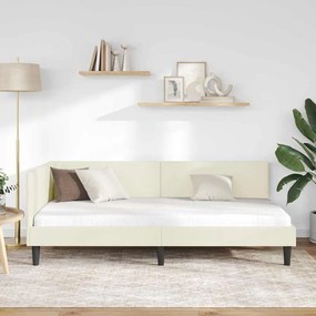 vidaXL Κρεβάτι Γωνίας Κρεμ 80 x 200 cm Βελούδο και Εργοστασιακό ξύλο