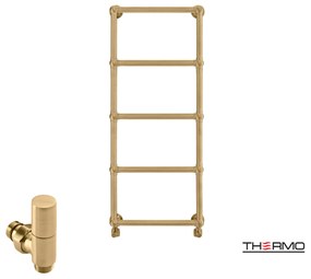 Thermo ADELPHI Θερμαινόμενη πετσετοκρεμάστρα από ανοξείδωτο χάλυβα με υδραυλική λειτουργία 115,2x49cm Brushed Brass Gold PVD