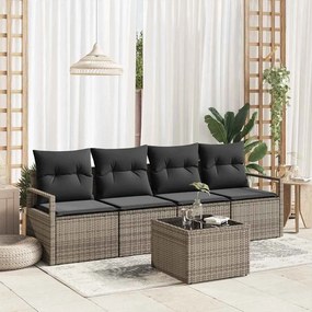 vidaXL Σετ Καναπέ με μαξιλάρι 5 pcs Γκρι συνθετικό ρατάν