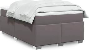 vidaXL Κρεβάτι Boxspring με Στρώμα Γκρι 120x190εκ. από Συνθετικό Δέρμα