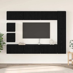 vidaXL Σετ επίπλου τηλεόρασης 10 pcs Μαύρη Οξυά Επεξεργασμένο ξύλο