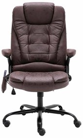 vidaXL Καρέκλα γραφείου μασάζ Σκούρο καφέ δέρμα σουέτ