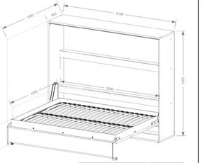 Κρεβάτι τοίχου Aether I -Fusiko-Mavro-120 x 200