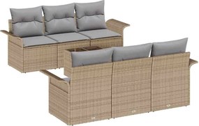 vidaXL Σετ Καναπέ Κήπου 7 pcs Μπεζ και Γκρι συνθετικό ρατάν