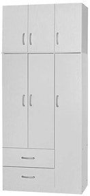 Ντουλάπα τρίφυλλη και πατάρι Zelia λευκό 90x42x240εκ. 90x42x240 εκ.