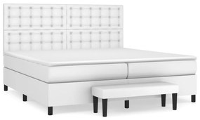 vidaXL Κρεβάτι Boxspring με Στρώμα Λευκό 200x200 εκ. Συνθετικό Δέρμα