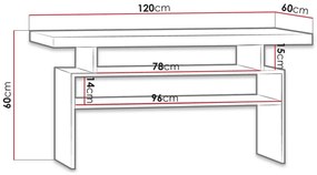 Τραπεζάκι σαλονιού Stanton C109, Σκούρα φλαμουριά, 60x60x120cm, 34 kg, Πλαστικοποιημένη μοριοσανίδα, Γωνιακό | Epipla1.gr