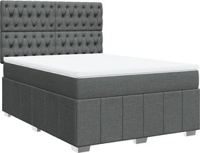 vidaXL Κρεβάτι Boxspring με Στρώμα Σκούρο Γκρι 140x190 εκ. Υφασμάτινο