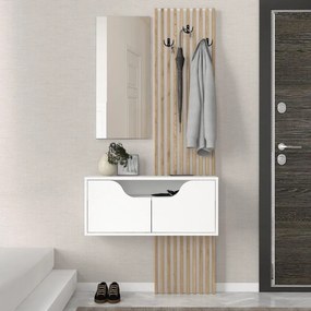 Έπιπλο εισόδου Naro Megapap χρώμα λευκό - sepet oak 90x35x204,2εκ.